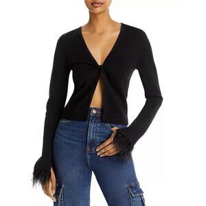 Agua Bendita X Maeve Reilly Twisted Feather Trim Top - Xs Black
